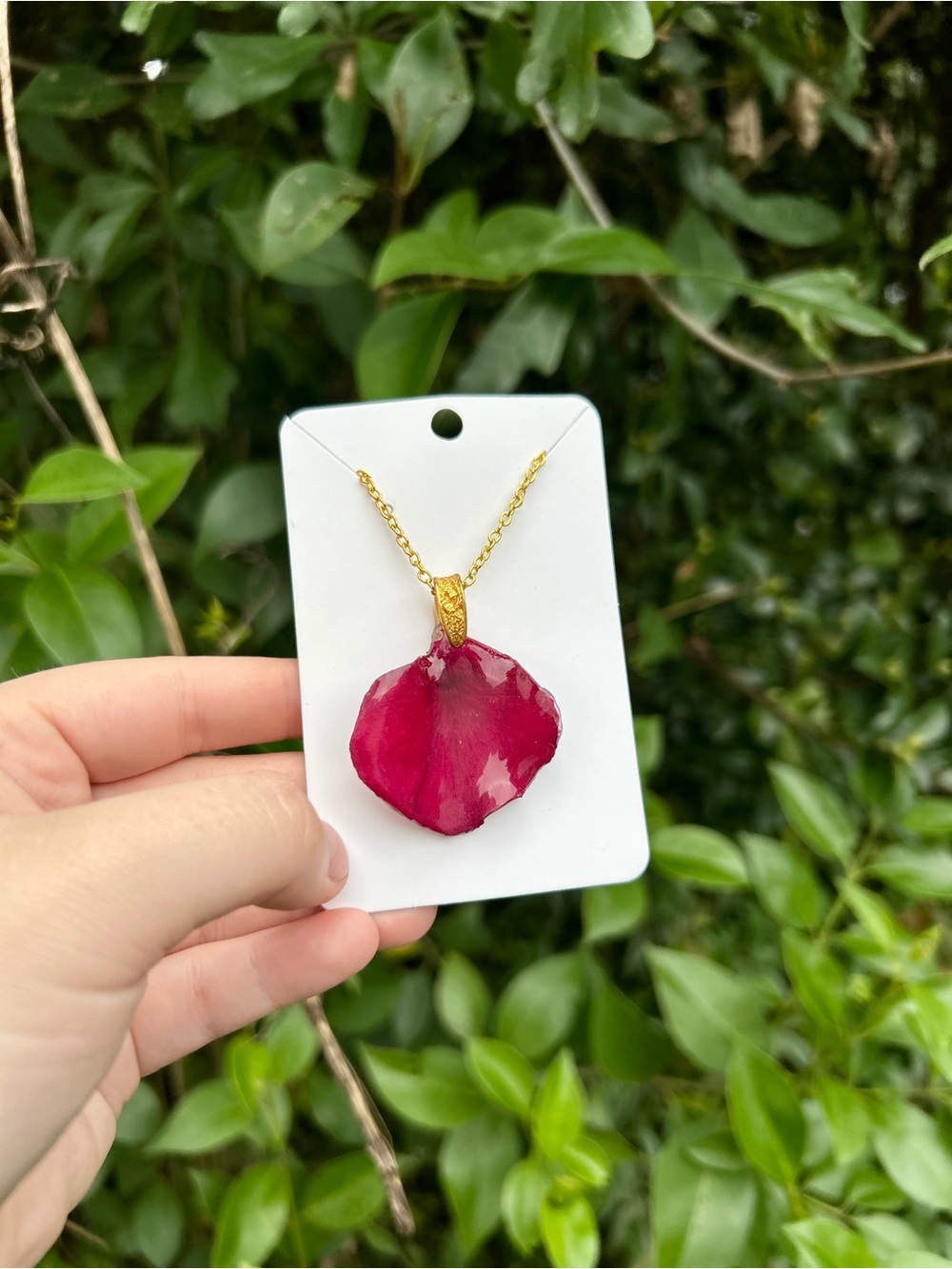 Deep Red Rose Petal Necklace